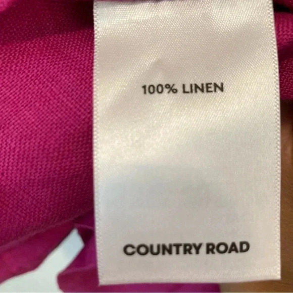 Country Road Magenta Pink Linen Long Sleeve Wrap Mini Dress Size 4 - Picture 5 of 9